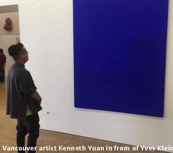 Vancouver artist Kenneth Yuan in from of Yves Klein’s IKB (image courtesy of Yuen)