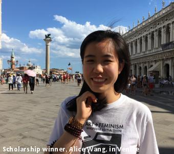Scholarship winner, Alice Wang, in Venice