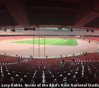 Lucy Dabbs, inside of the Bird's Nest National Stadium