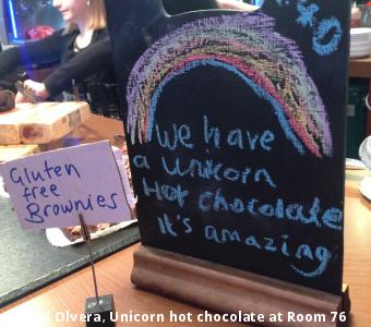 Cheryl Olvera, Unicorn hot chocolate at Room 76