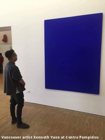 Vancouver artist Kenneth Yuan in from of Yves Klein’s IKB (image courtesy of Yuen)