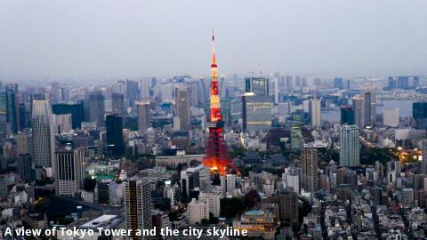 A view of Tokyo Tower and the city skyline